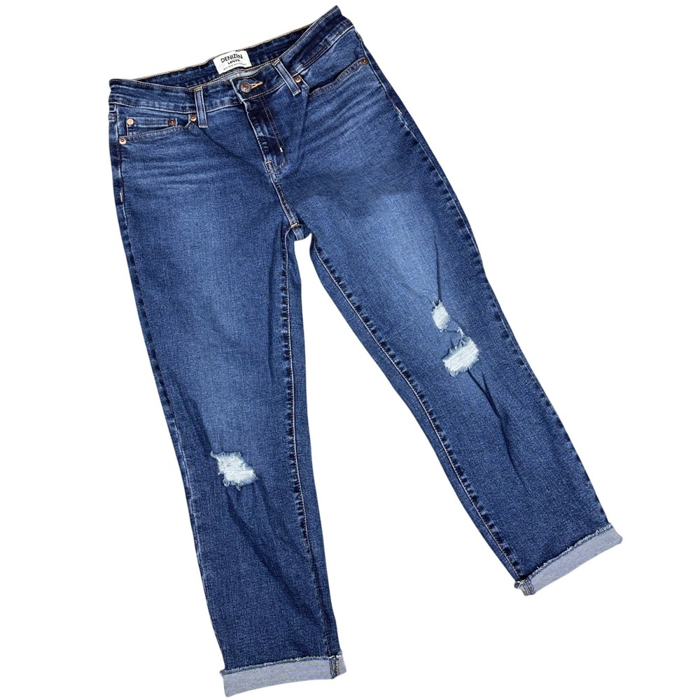 Denizen Levi's Mid Rise Boyfriend Jeans‎ Distressed Womens Size 8 29 (30W 25.5L)